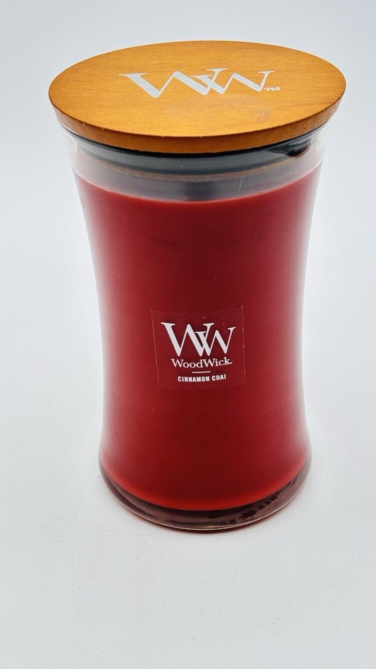 New WoodWick Cinnamon Chai Large Jar Candle Crackles As It Burns 21.5 Oz New